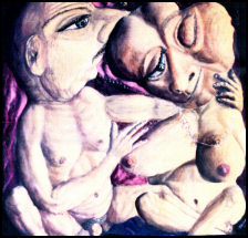 Alexander Kanevsky's Couple 1997. Oil on Wood. 122 x 122 cm